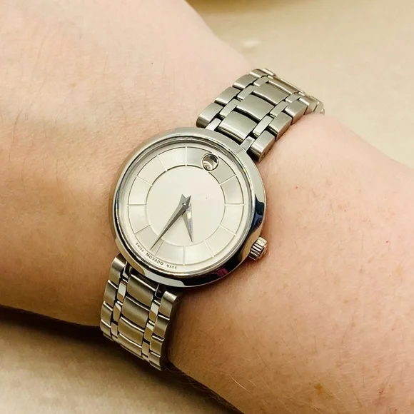 Movado Women’s Watch NWOT VINTAGE MOVADO WRIST WATCH #90110 IRIDIUM PLATINUM WITH  main image 4